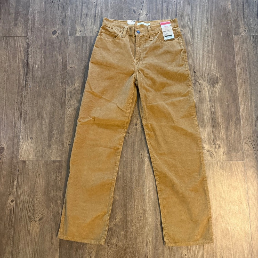 Levi's '94 Baggy Corduroy Pants Womens‎ 27x31 Tan Mid Rise Straight Leg NWT